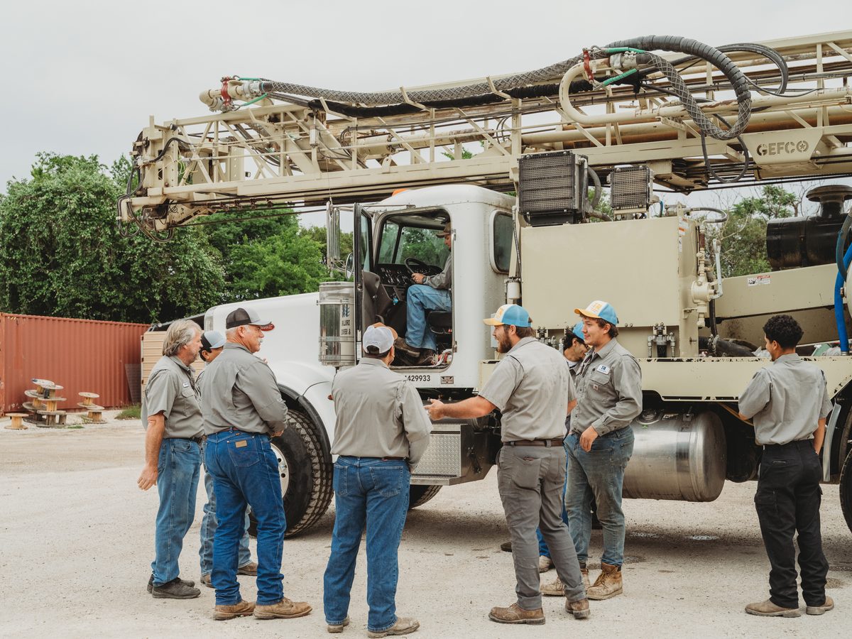 TR Drilling rig and crew at a Hill Country well site
